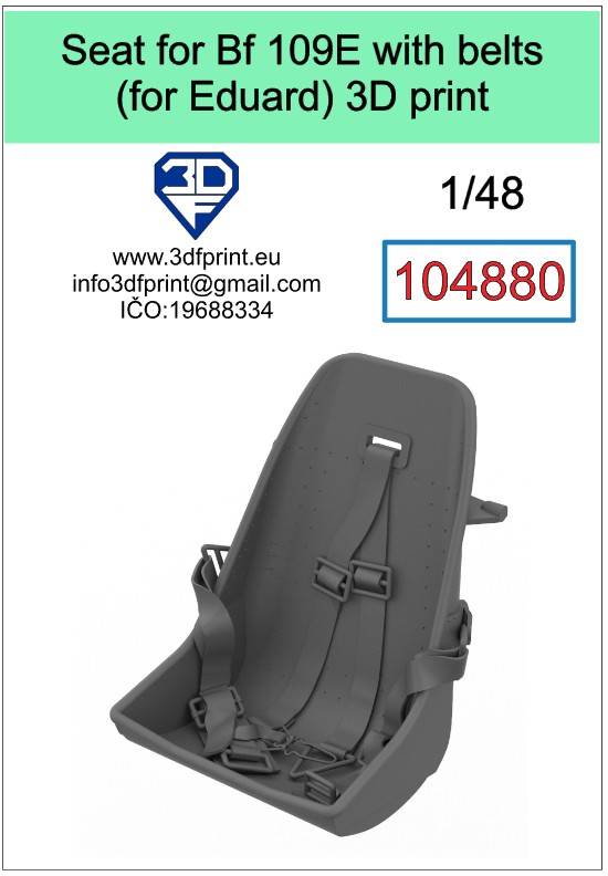 1:48 Seat for Bf 109E (Eduard) with belts