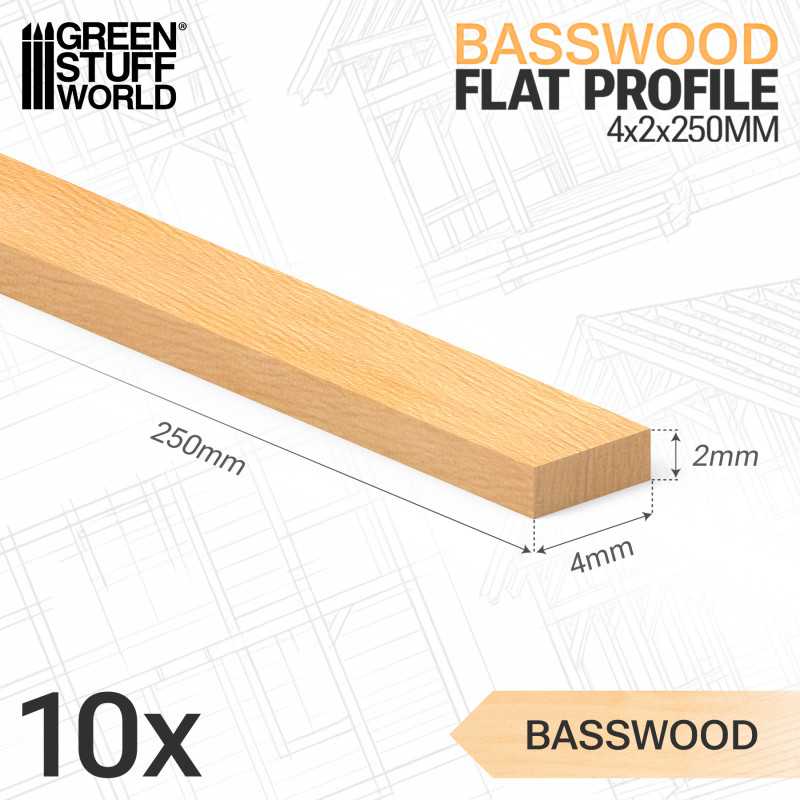 Basswood flat profile - 4x250mm