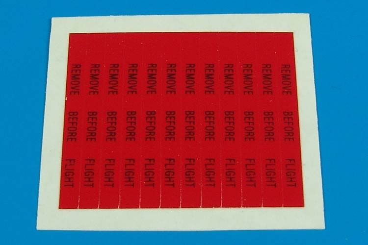 1:32 Remove before flight flags - black lettering