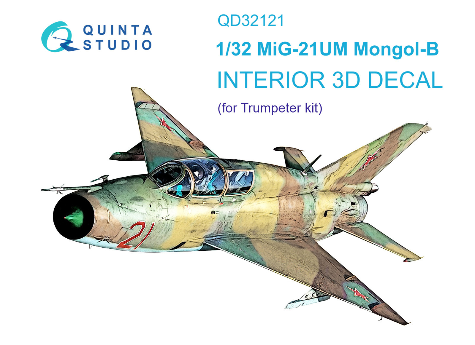 1:32 MiG-21UM 3D-Printed & coloured Interior on decal paper (Trumpeter)