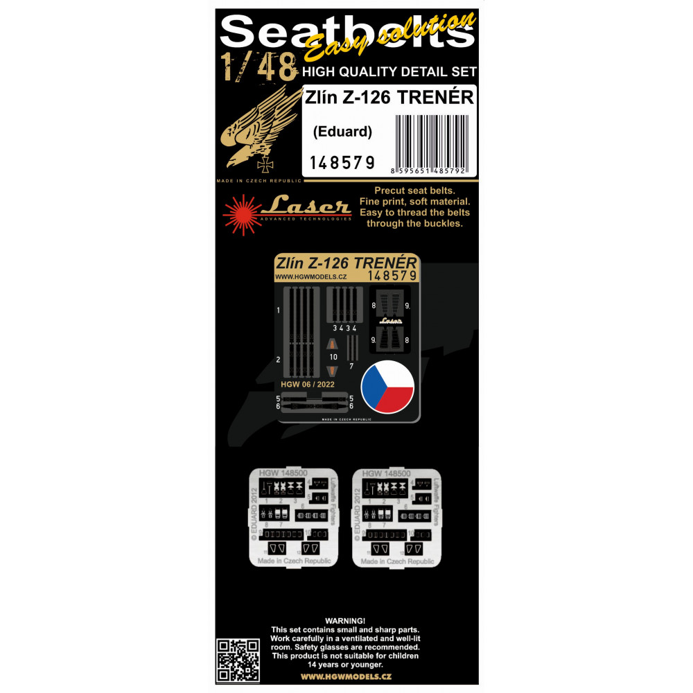 1:48 ZLÍN Z-126 TRENÉR - SEATBELTS