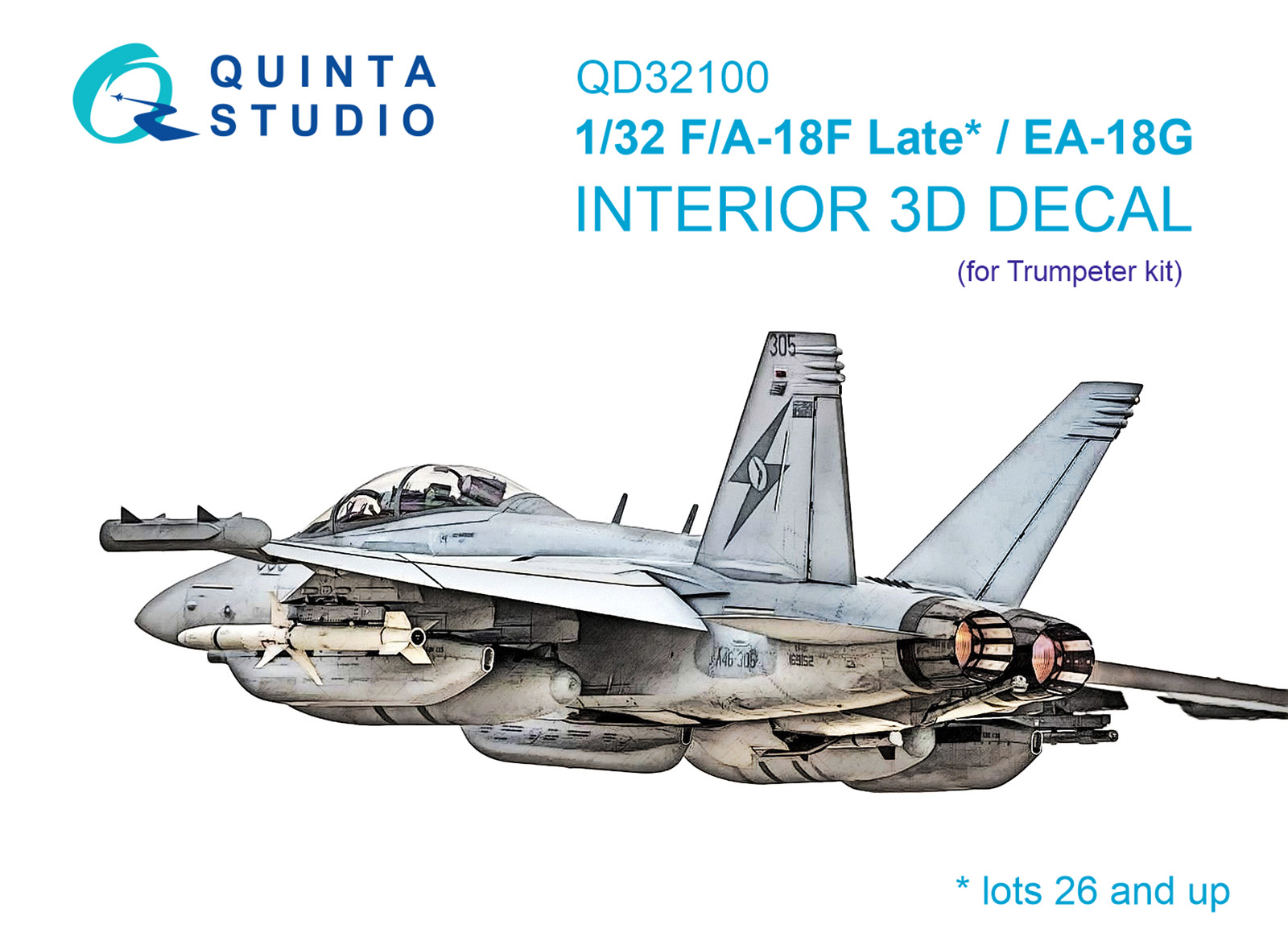 1:32 F/A-18F late / EA-18G 3D-Printed & coloured Interior on decal paper (Trumpeter)