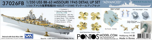 1:350 USS Missouri BB-63 1945 Advanced Detail Up Set (20B Deck Blue Stained Wooden Deck) (for Tamiya 78008 or 78018)