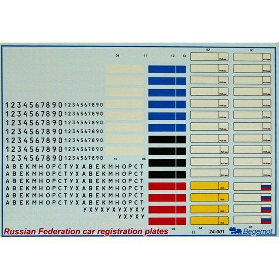 124 Russian car registration plates