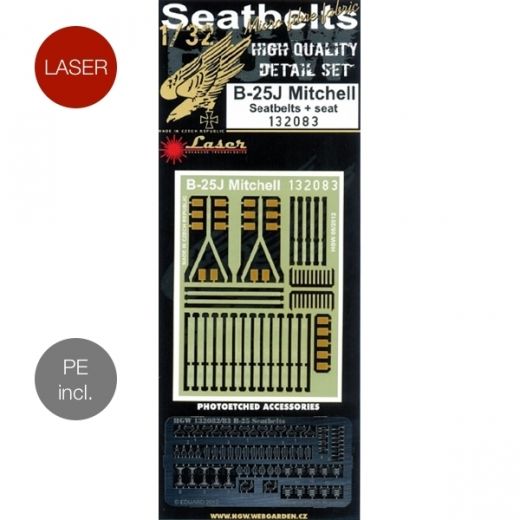 HGW 1/32 Seatbelts & PE Set pilot seat for B-25J Mitchell by HK 132083 HGW 1/32 Seatbelts & PE Set pilot seat for B-25J Mitchell by HK 132083