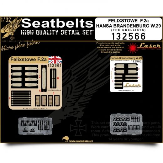 HGW 1/32 Felixstowe F2a & Hansa-B W29 Seatbelts Wingnut Wings 132566 HGW 1/32 Felixstowe F2a & Hansa-B W29 Seatbelts Wingnut Wings 132566
