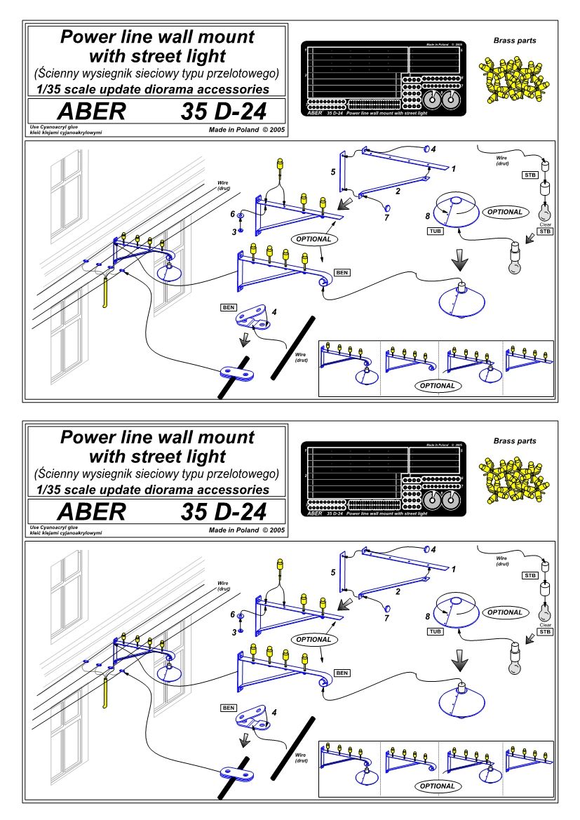 135 Power line wall mount with street light